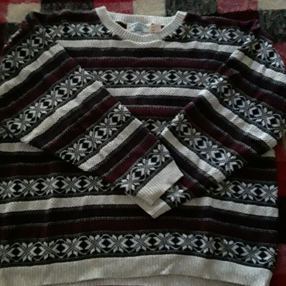Cotton Sweater - Snowflaake Pattern - Ski Sweater - UNISEX - Picture 2 of 6